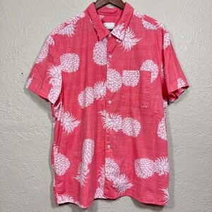 American Eagle Pineapple‎ Camp Shirt 2X Novelty Preppy Tropical Beach Resort